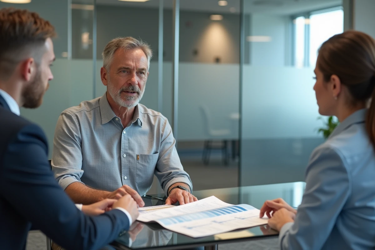 Homme discutant avec un conseiller financier pour maximiser son plafond CPF en agence bancaire