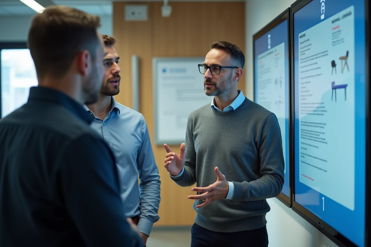 Formateur montrant le système Normandie à des adultes en formation