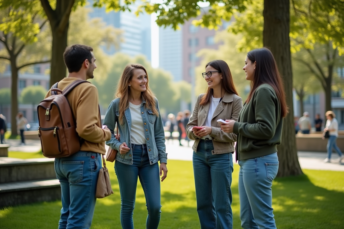 Groupe divers de personnes en coaching en plein air