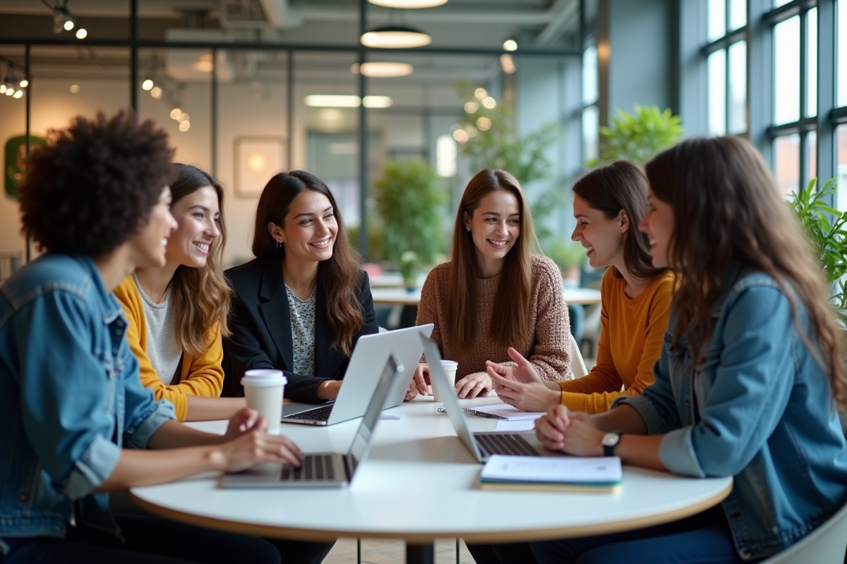 Jeunes adultes collaborant autour d