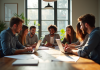 Groupe de jeunes entrepreneurs dans un bureau moderne