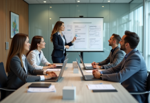 Groupe d adultes en formation dans une salle lumineuse