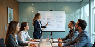 Groupe d adultes en formation dans une salle lumineuse