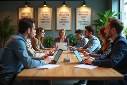 Groupe diversifié en formation professionnelle en coworking