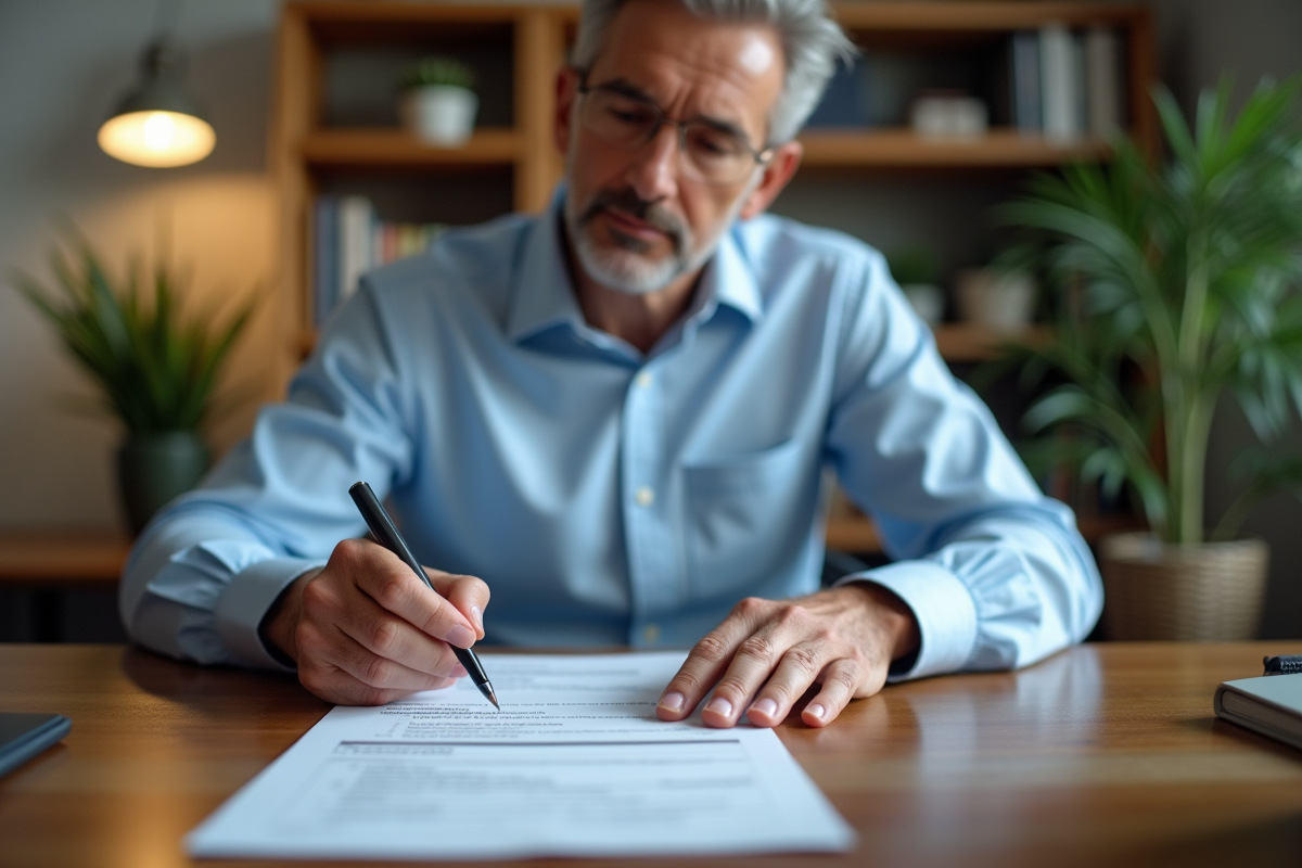 Homme en train de mettre à jour son CV avec Titre Professionnel