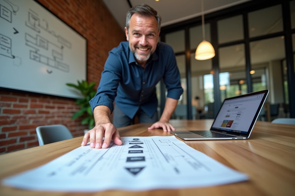 Un responsable marketing présentant une stratégie de relance par email pour récupérer les abandons de commande de formations professionnelles