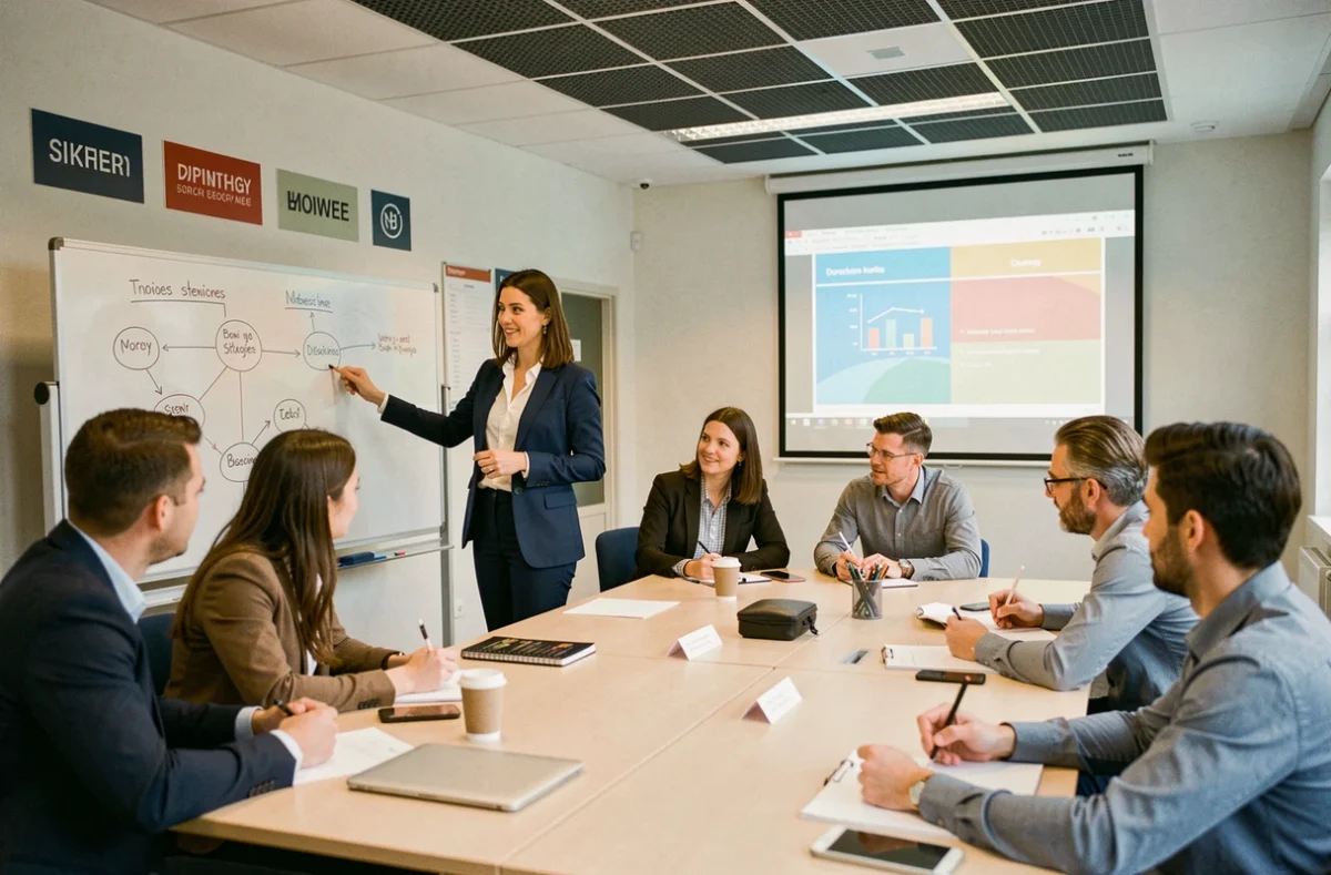 Formatrice animant une session de formation professionnelle pour adultes au centre SAGEFORM à Colombes
